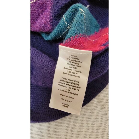 TALBOTS  PETITE WOMEN'S NYLON/LAMBSWOOL BLUE/RED/ ARGYLE  SWEATER SIZE PM  # 303 - Picture 9 of 10